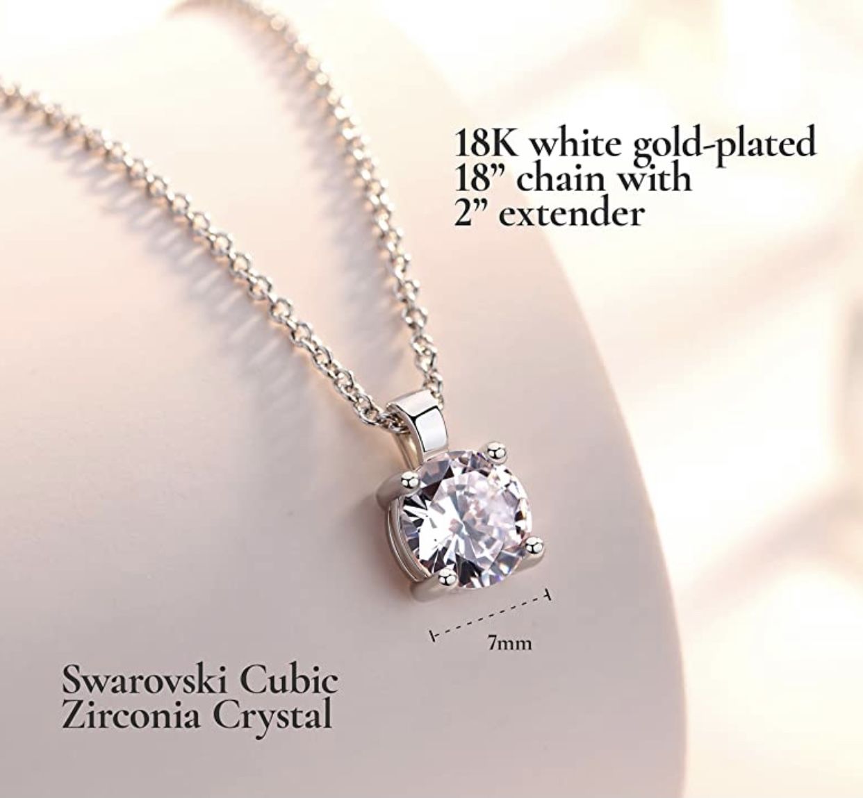 Necklace 18K White Gold Plated Crystal Pendant