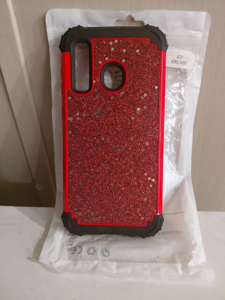 Samsung Galaxy A20 Red Glitter Phone Case