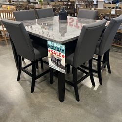 Seven Piece Counter Height, Dining Room Set