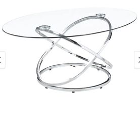 Warren 3-piece Oval Glass Top Coffee Table Set Chrome