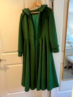Green Wool Coat with Hood