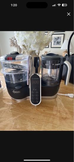 Babymoov Duo Meal Station Grey: Multi-Speed Baby Food Maker Steamer and Puree Blender, Baby Food Processor that warms & defrosts (Nutritionist Approve