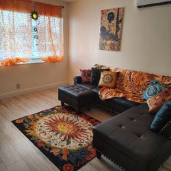 Black Leather Sofa 