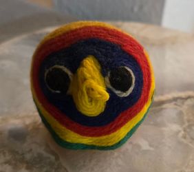 Vintage Mexican folk art yarn owl