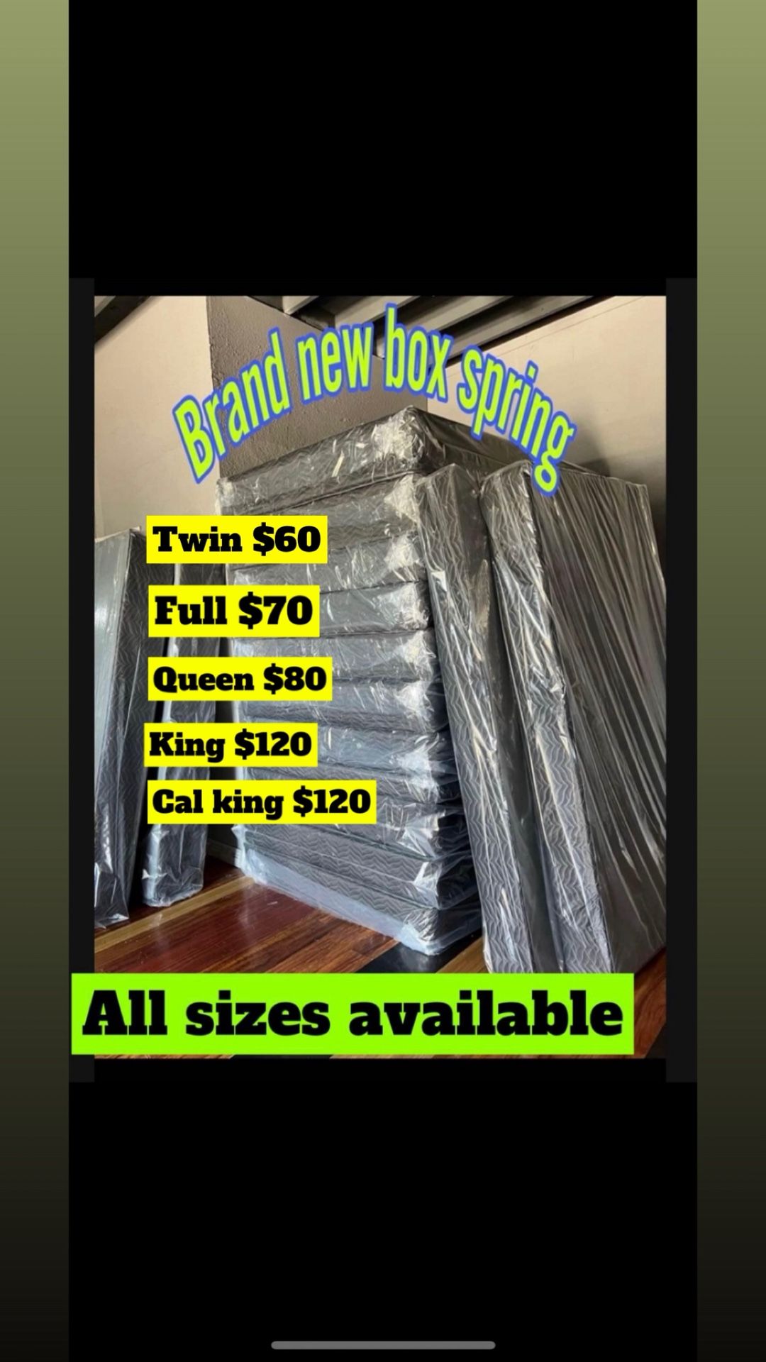 Brand New /All Sizes Box Springs