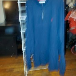 CHAPS men's navy blue long sleeve quarter zip pullover sweater