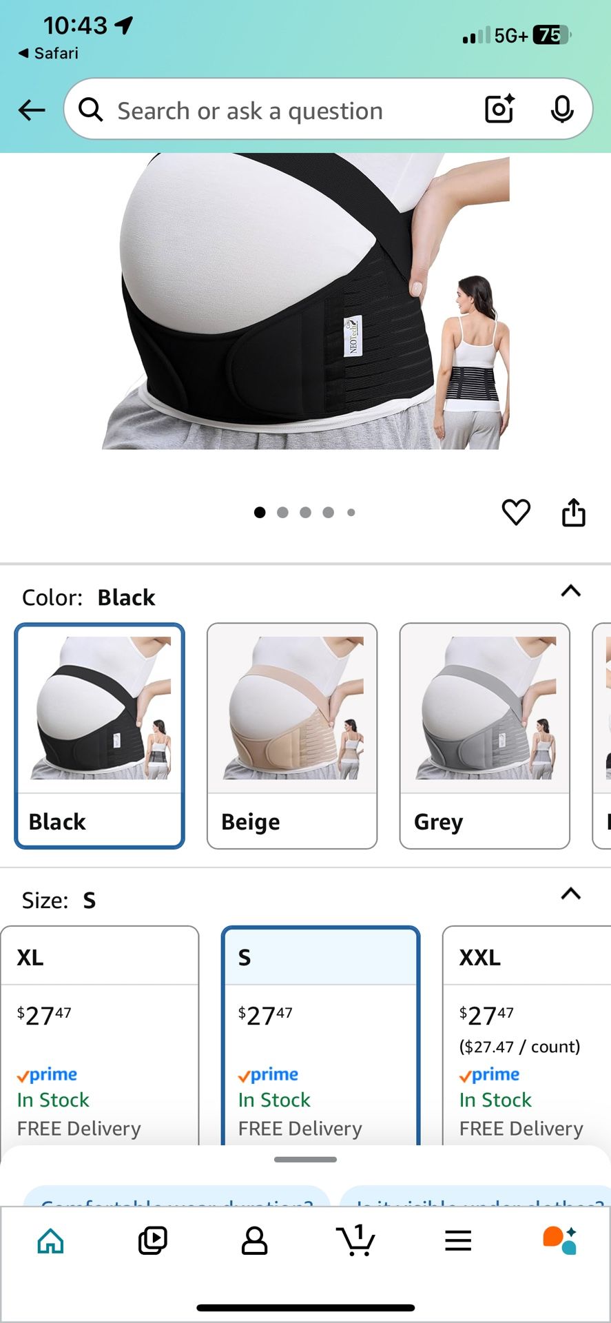 NeoTech Care Pregnancy Support Maternity Belt, Waist/Back/Abdomen Band, Belly Brace (Size S, Beige Color)