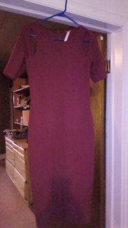 Long red dress with shoulders cut out tight fitting