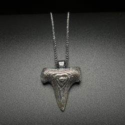Oxidized Shark Tooth Necklace
