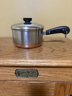 Vintage 1.5 Qt Revere Ware Copper Bottom Saucepan With Lid.     P