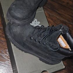 Kids Black Timberlands. 