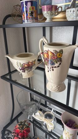 Vintage Ceramic Pitcher and Sugar Bowl Set