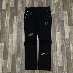 Dickies Custom Hand Sewed Cheetah Print Pannels With Studs