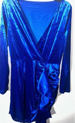 Beautiful blue crushed velvet rushed dress