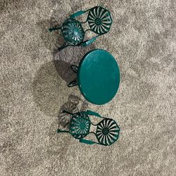 Green Metal American Girl Table And Chair Set