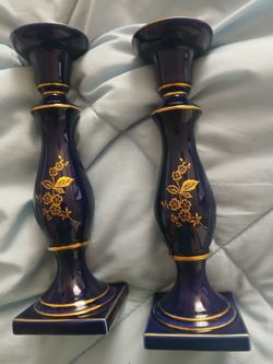 Cobalt Blue porcelain candle holders