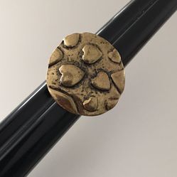 Vintage  3D Heart Design Medallion Ring Adjustable 