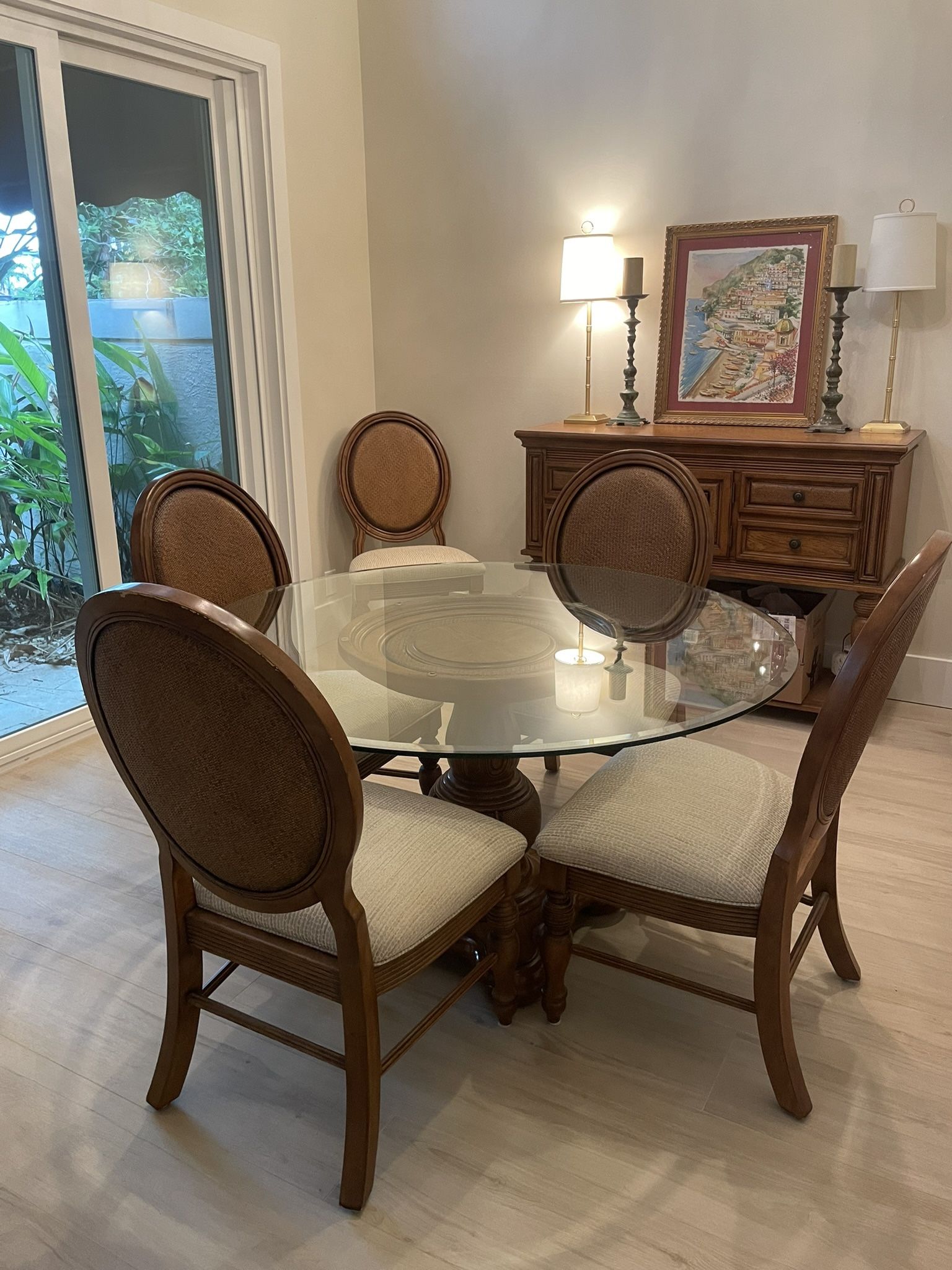 Dining Table Set With Six Chairs and Buffet