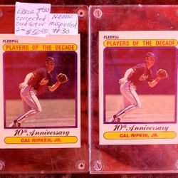 1990 Fleer Cal Ripken Jr. Error And Corrected Baseball Cards