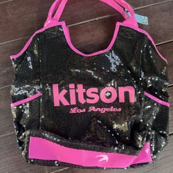 Kitson Los Angeles black and hot pink sequin tote bag, 