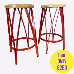 West Elm Red Ribbon Counter Stools