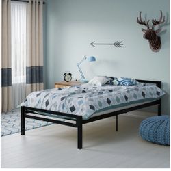 Premium Metal Twin Bed, Black