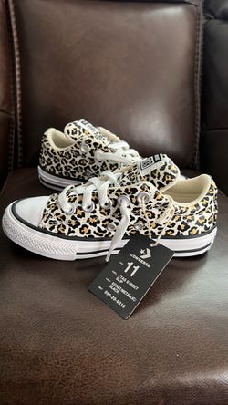 Converse Girl's CTAS OX Multicolor Leopard Sneakers - Size 11 366297F