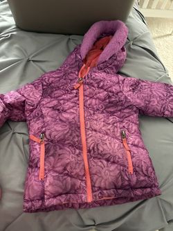 Snozu Girls Purple Puffer Jacket, Fleece-Lined Hood - 4T