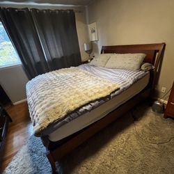 Sold Wood, Modern Queen Side Bed With Box Springs And Mattress