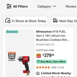 Milwaukee M18 FUEL Gen-2 18V Lithium-Ion Brushless Cordless Mid Torque 1/2 in. Impact Wrench w/Friction Ring (Tool-Only