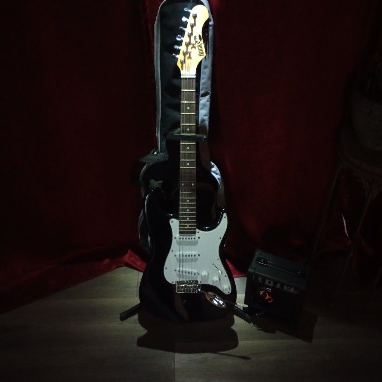 39 Inch Rock Jam Black Electric Guitar 