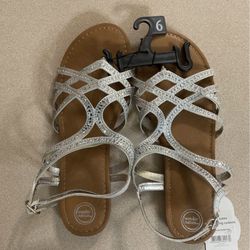 NEW Silver Blingy Sandals.  Size 6