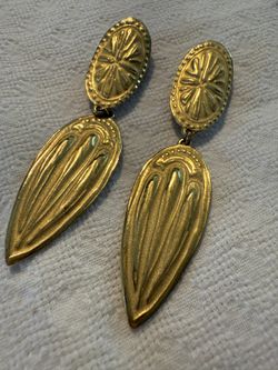 Vintage Givenchy Gold-Tone Dangle Clip-On Earrings