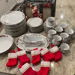 Christmas Plates, Serving Set, and Photo Frames