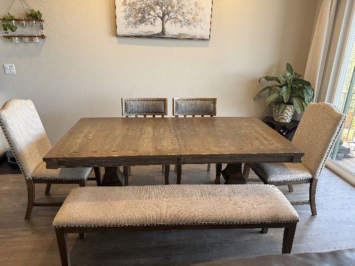 Ashley Furniture - Johnelle Collection (Table Chairs, Coffee Table, End Table, Bench, Lamp)