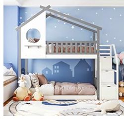 HARPER AND BRIGHT TWIN TWIN HOUSE BUNK BED