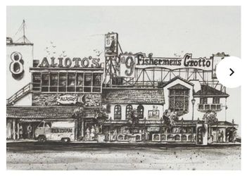 San Francisco Fisherman‘s Grotto etching by Britton 21”W x 11”H