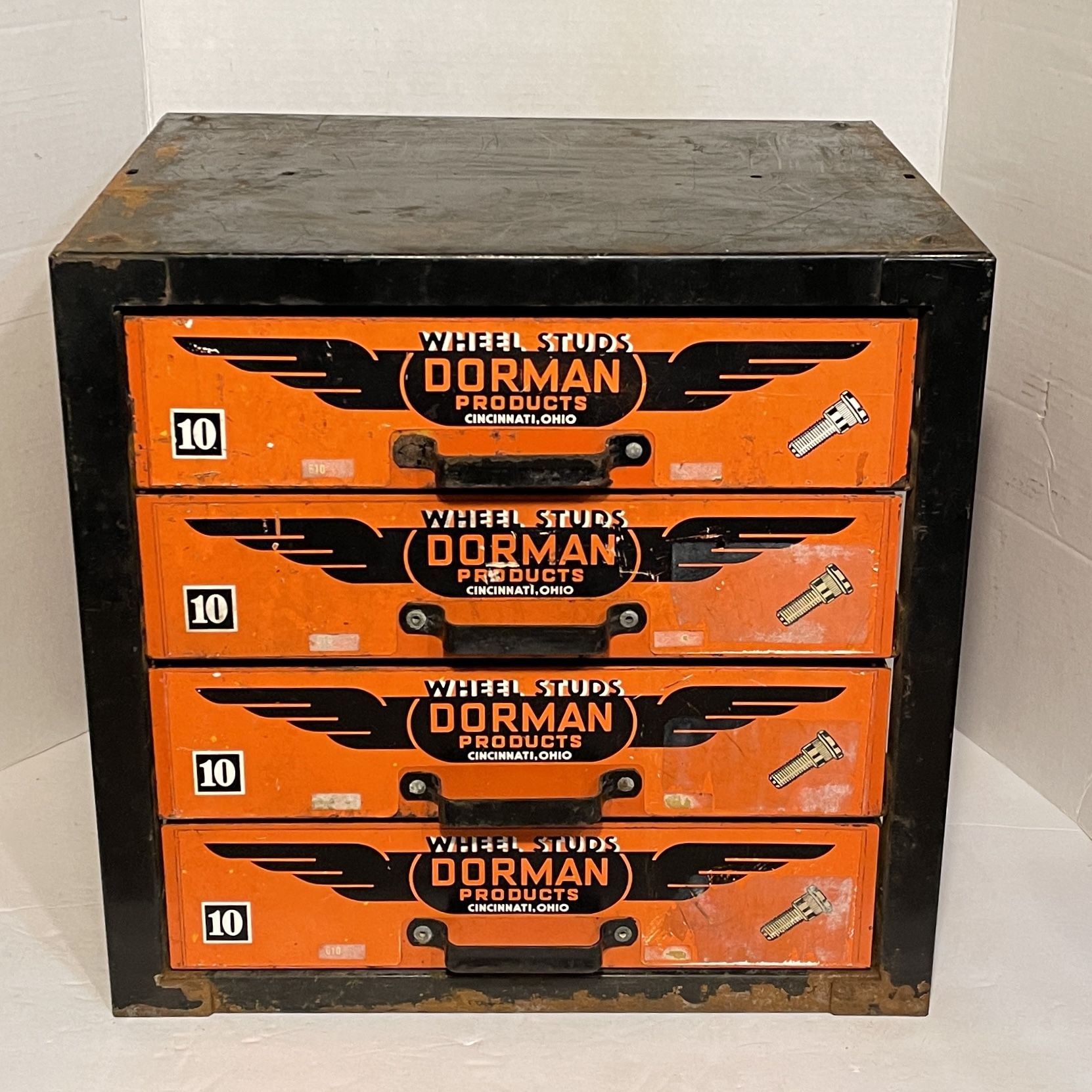 VINTAGE DORMAN PRODUCTS HEAVY DUTY STEEL 4 DRAWER STORAGE CABINET AUTO PARTS HARDWARE STORAGE