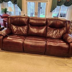 Leather Power Headrest Reclining Sofa 