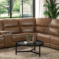 Brand New Brown Top Grain Leather Reclining Sectional Sofa