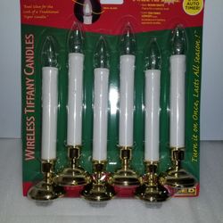 Wireless Tiffany Candles 6 New Brite Star Wireless LED 10" inches Tall Christmas Candles Clear Glass Bulbs 8 Hour Auto Timer. Realistic Look and last 