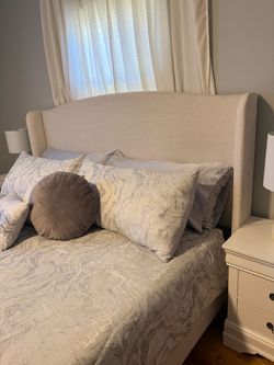Upholstered Wingback Headboard Bed Frame king