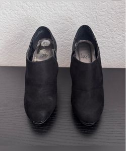 Impo Black Suede Heeled Ankle Booties