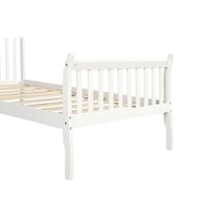 NEW White Twin Wood Platform Bed Frame/Mattress Foundation/Headboard/Wood Slat Support/No Box Spring