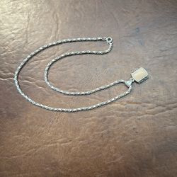 •  Vintage 925 Silver Necklace--18" long--stamped with beige Stone