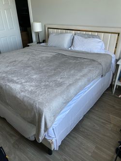 King Size Bed + Frame + 2 night stands + 2 lamps