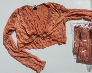 Crop Top- Tie Bottoms: Burnt Orange