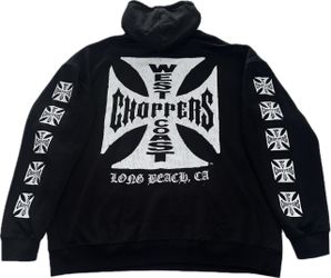 West Coast Choppers Core Logo Black Hoodie Sweatshirt Mens Medium 2XL & 3XL New
