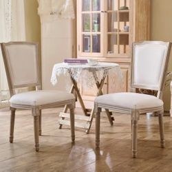 French Side Chairs (Set of 2) with Carved Wood Legs