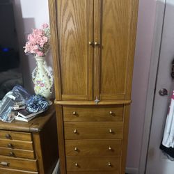 Spinning Mirror And Jewelry Armoire